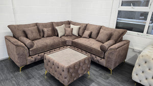Royale Malibu Chesterfield Corner Sofa (Daytona Mink Fabric)