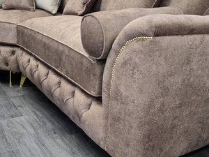 Royale Malibu Chesterfield Corner Sofa (Daytona Mink Fabric)