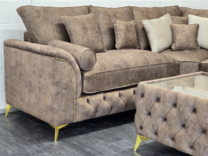 Royale Malibu Chesterfield Corner Sofa (Daytona Mink Fabric)
