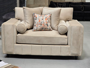 3+2 Royale Madrid Sofa Set (Cream Plush Velvet)