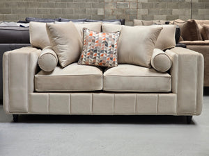 3+2 Royale Madrid Sofa Set (Cream Plush Velvet)