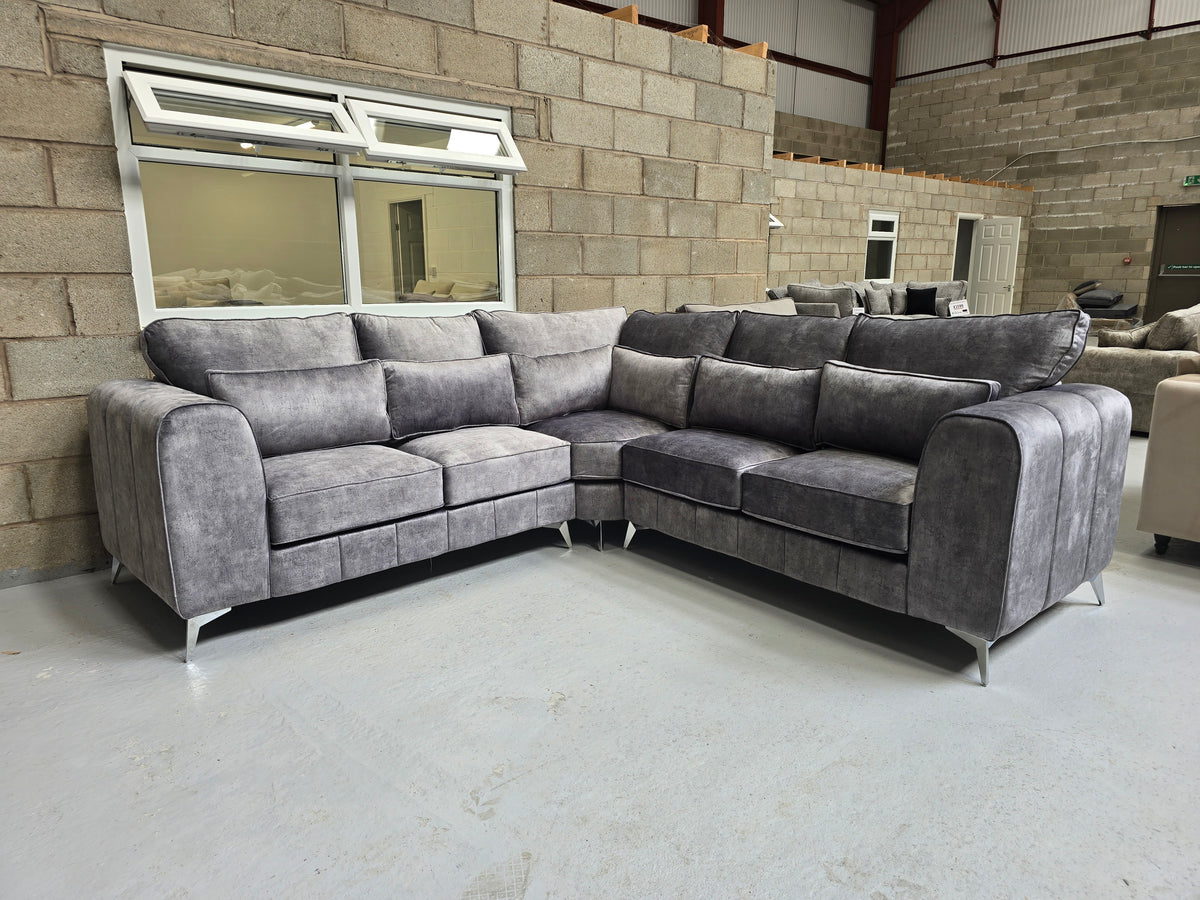 Cosmo Corner Sofa (Silver Marble Fabric)