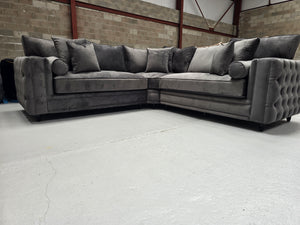 Royal Mayfair Chesterfield Corner Sofa (Asphalt Plush Velvet)