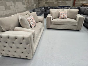 3+2 Royale Mayfair Chesterfield Sofa (New Coffee Plush Velvet)