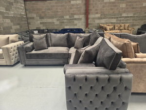 Royal Mayfair Chesterfield Corner Sofa (Asphalt Plush Velvet)