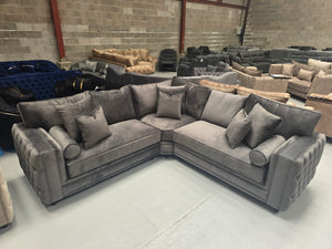 Royal Mayfair Chesterfield Corner Sofa (Asphalt Plush Velvet)