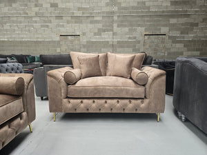 3+2 Royale Malibu Chesterfield Sofa Set (Dapple Caramel Fabric)