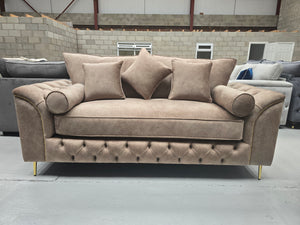 3+2 Royale Malibu Chesterfield Sofa Set (Dapple Caramel Fabric)