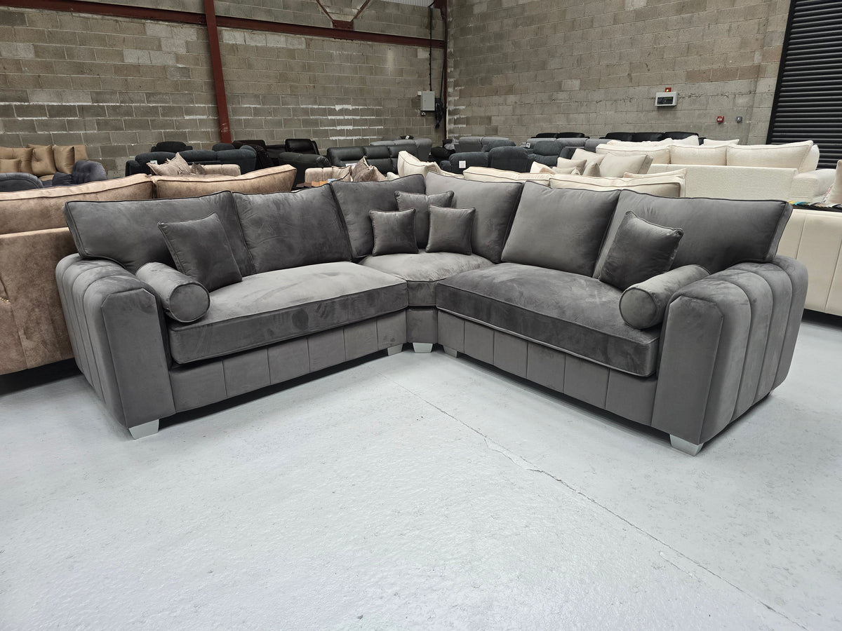 Royal Milano Corner Sofa (Asphalt Plush Velvet)