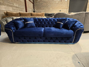 3+2 Ambassador Chesterfield Sofa (Blue Plush Velvet)