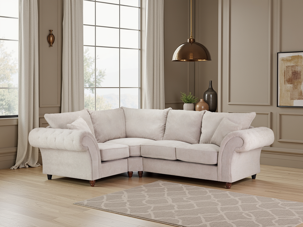 Windsor Fullback Sofa Stone Left Hand Facing Corner