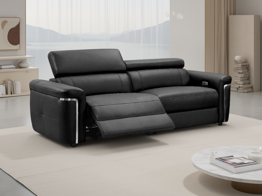 Somerville Electric Recliner Sofa Black 3 Seater