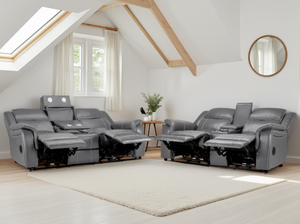 Galaxy Tech Electric Recliner Sofa Grey 3+2 Set