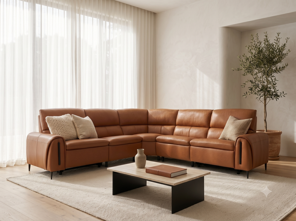 Arizona Electric Recliner Sofa Tan Large Corner