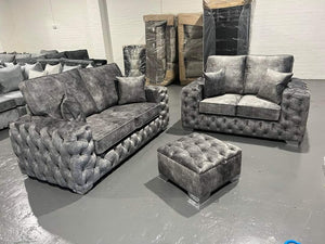 3+2 Royale Ashton Sofa (Silver Marble Fabric)
