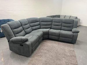 Roma Fabric Corner Recliner Sofa with Cupholders ( Grey)