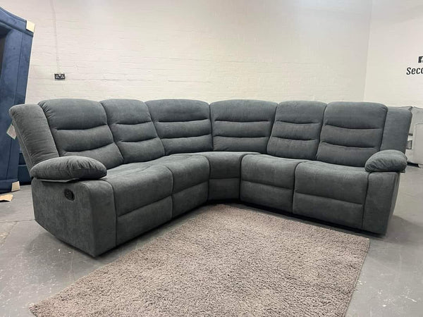 Roma Fabric Corner Recliner Sofa with Cupholders ( Grey)