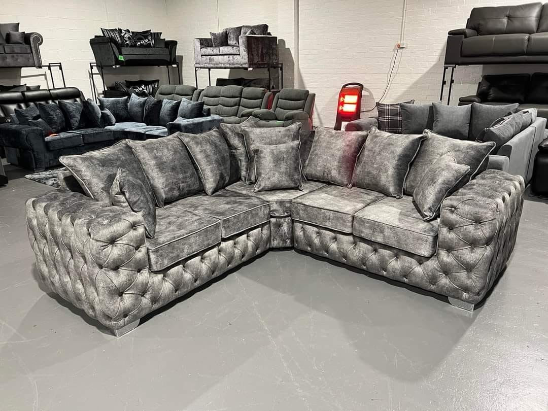 Royale Ashton Corner 5 Seater (Silver Marbel Fabric)