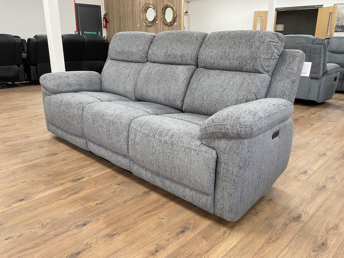Owen Electric Recliner Sofa Grey 3 Seater