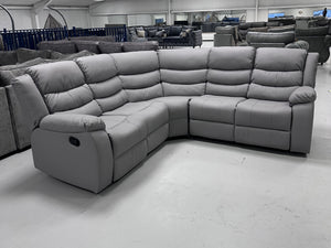 Roma Leather Corner Recliner with Cupholders (Light Grey)
