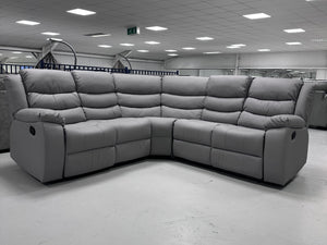 Roma Leather Corner Recliner with Cupholders (Light Grey)