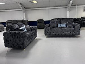 3+2 Ashton Chesterfield Sofa - Shakespeare Lead Fabric