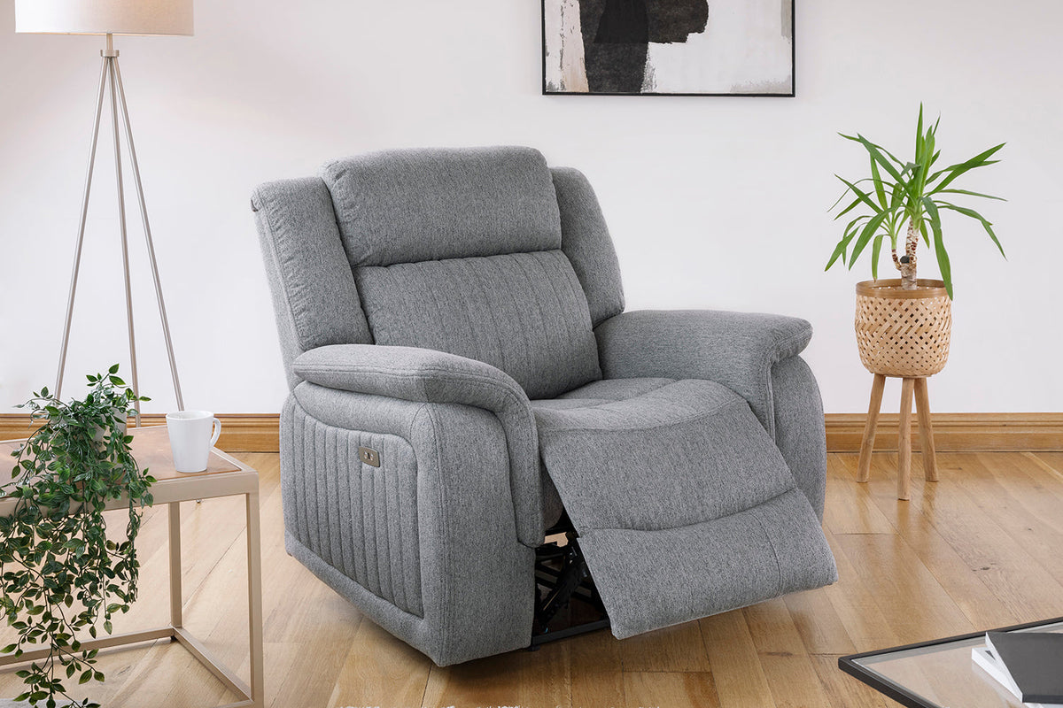 Linden Electric Recliner Sofa Grey Armchair