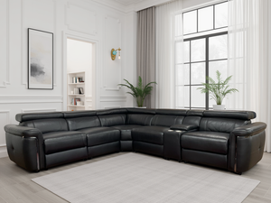 Somerville Electric Recliner Sofa Black Large Corner