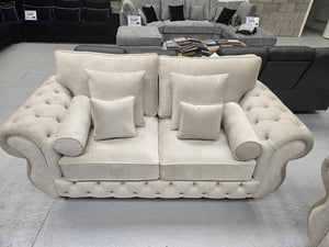 3+2 Royale Rio Chesterfield Sofa (Cream Plush Velvet)
