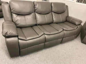 3+2 Highgate Leather Recliner Sofa With Cupholders (Grey)