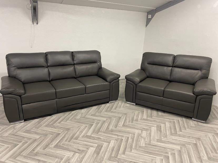 3+2 Gretel Leather Sofa Set (Grey)