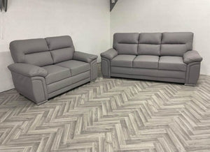 3+2 Gretel Leather Sofa Set (Light Grey)