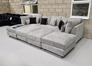 Belgravia Cinema Style Sofa - Steel Boucle Fabric