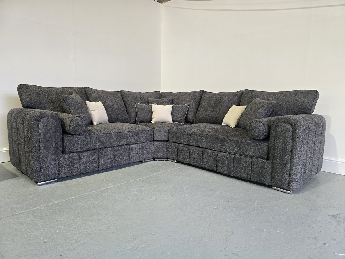 2c2 Royale Milano Corner Sofa (Charcoal Teddy Fabric)
