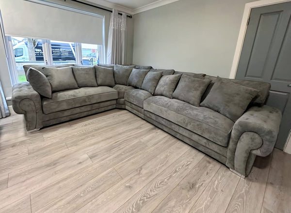 2c3 Verona Corner Sofa With Full Back Cushions (Grey Kensington)
