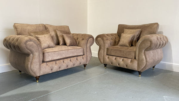 2+1 Royale Rio Chesterfield Sofa Set (Dapple Caramel Color)