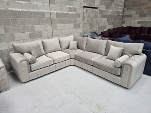 Milano Corner Sofa – Pebble Plush Fabric