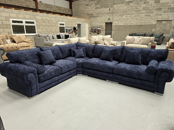 Vegas Corner Sofa - Midnight Alaska Fabric