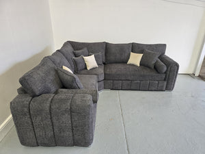 Milano Corner Sofa - Charcoal Teddy Fabric