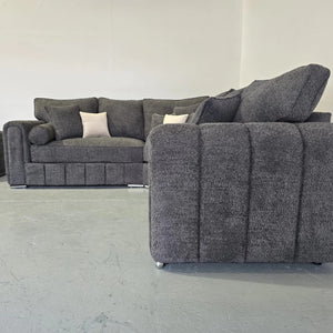 Milano Corner Sofa - Charcoal Teddy Fabric