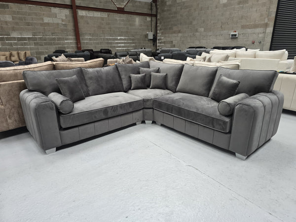 Milano Corner Sofa - Asphalt Plush Fabric