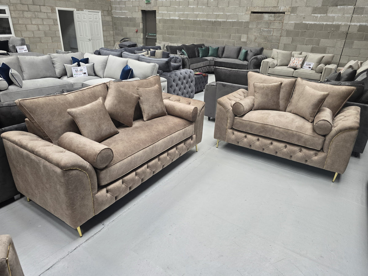 3+2 Malibu Sofa Set -  Dapple Caramel Fabric