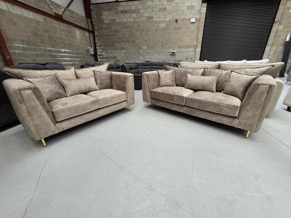 3+2 Elizabeth Sofa Set - Mink Marble Fabric