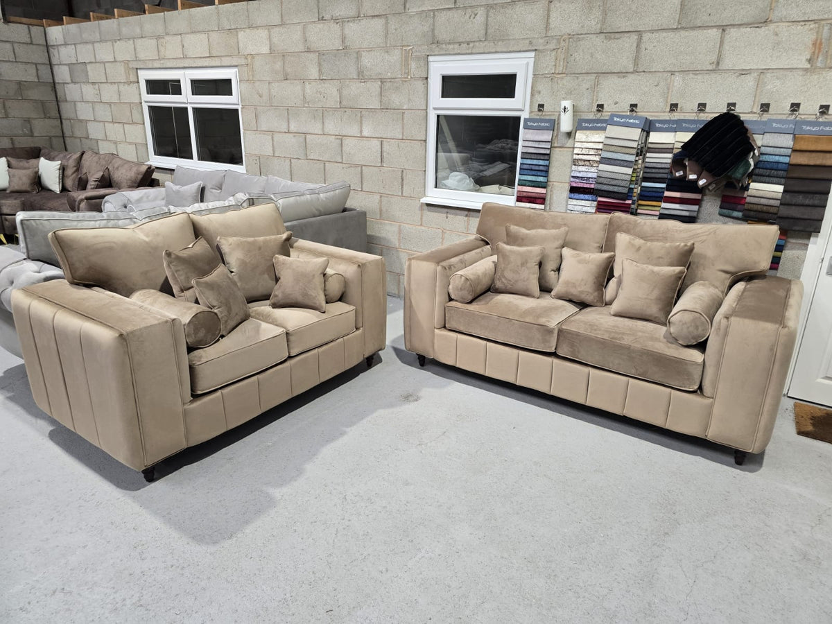 3+2 Madrid Sofa Set – Mink Plush Fabric