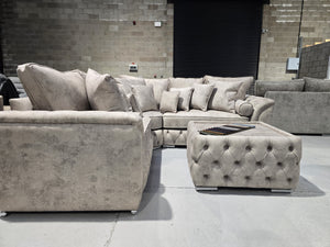 Malibu Chesterfield Corner Sofa – Stone Daytona Fabric