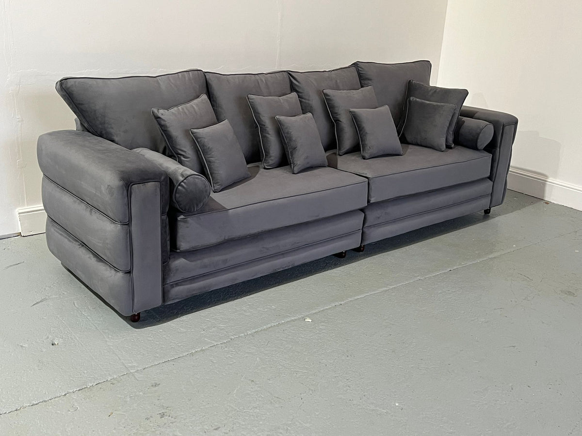 4 Seater Boston Sofa (Steel Plush Velvet)