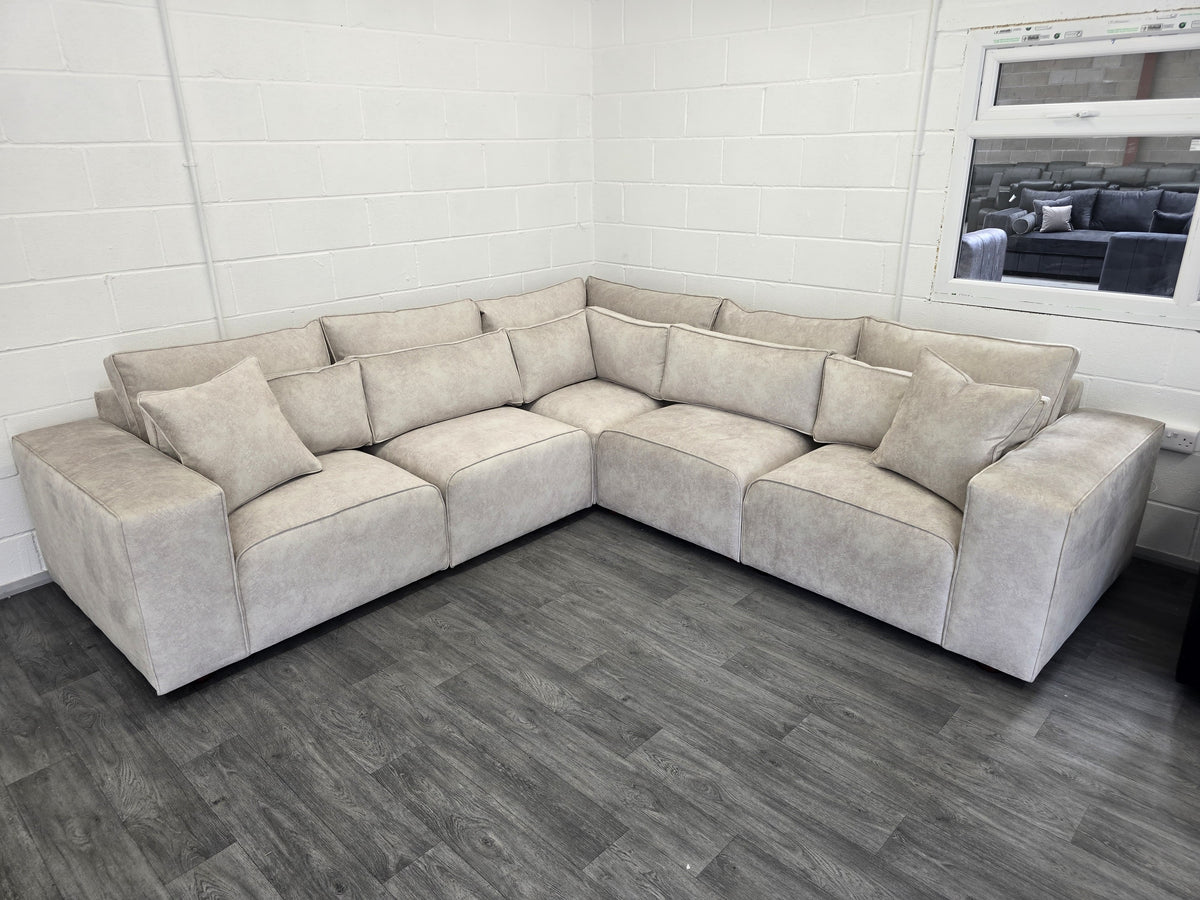 Cube Modular Corner Sofa - Cream Dapple Fabric