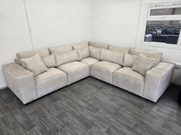 Cube Modular Corner Sofa - Cream Dapple Fabric