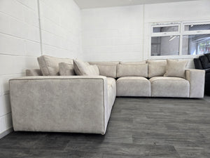Cube Modular Corner Sofa - Cream Dapple Fabric