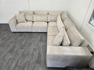 Cube Modular Corner Sofa - Cream Dapple Fabric